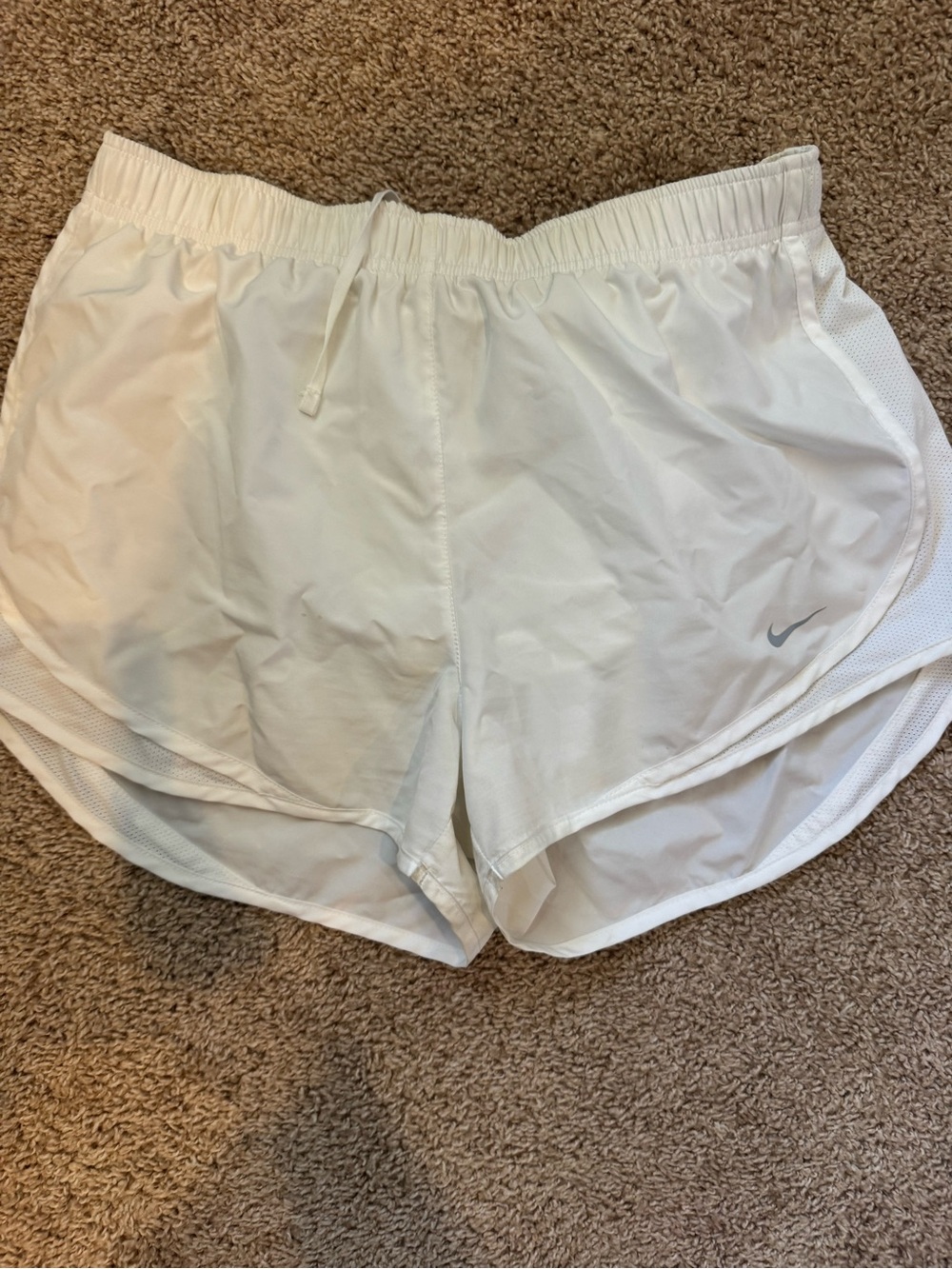 Nike White Women's Athletic Running Shorts with Mesh Trim